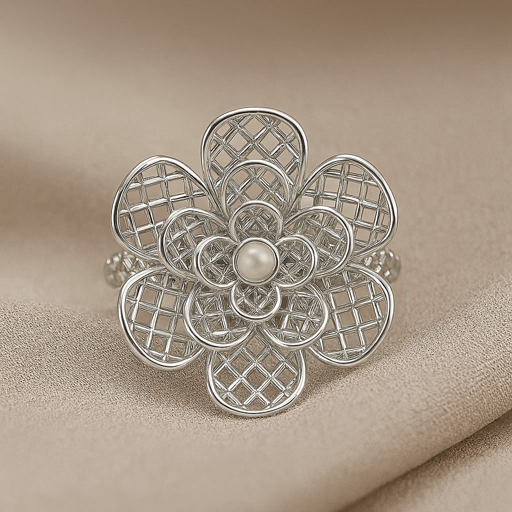 Natural Pearl Gemstone 92.5 Sterling Silver Ring (1 of 7)