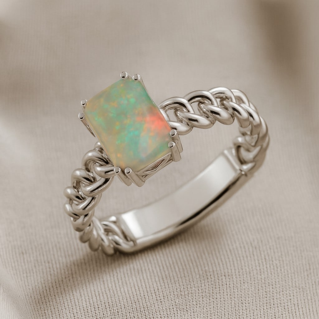 Natural Opal Gemstone 92.5 Sterling Silver Ring (1 of 7)
