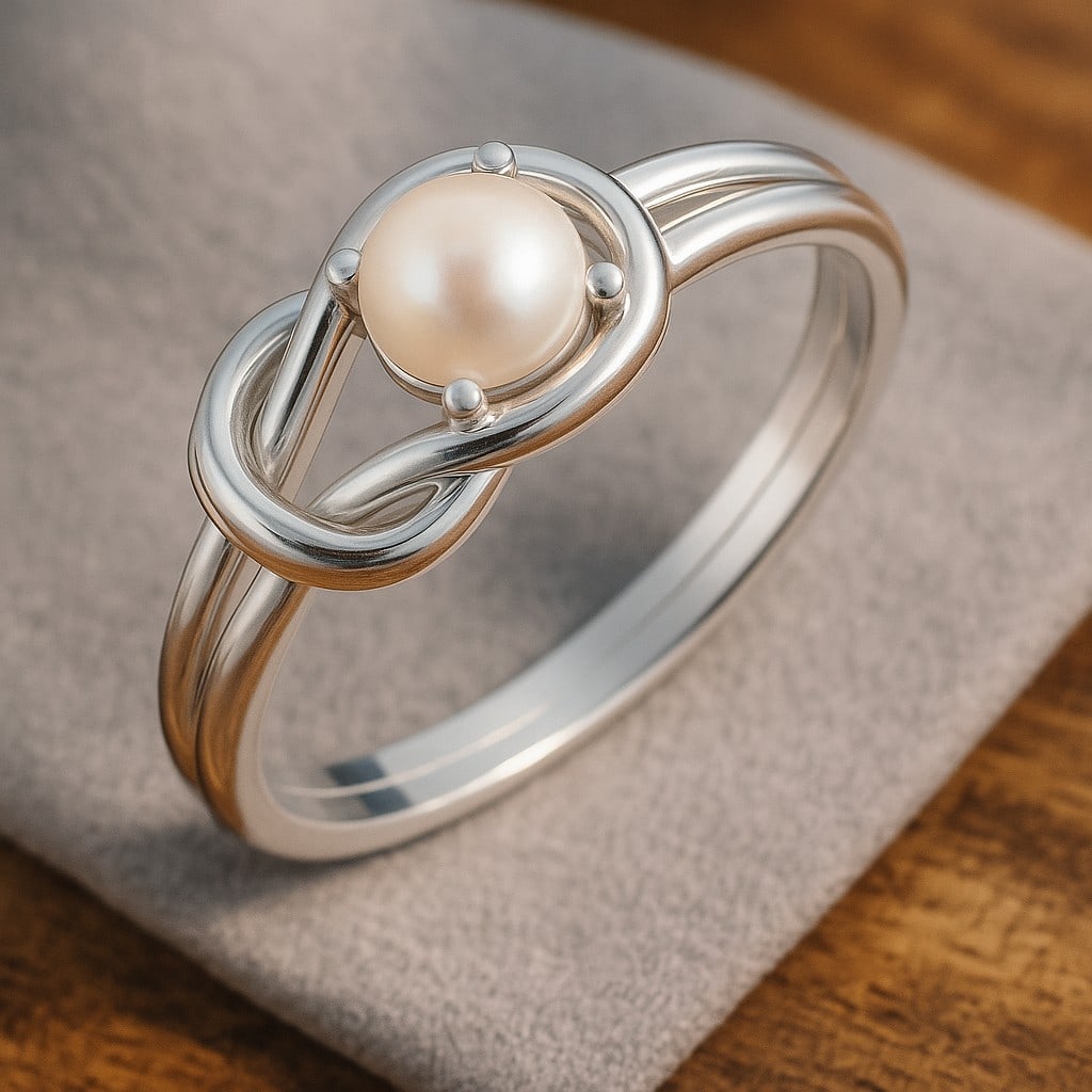 Natural Pearl Gemstone 92.5 Sterling Silver Ring (1 of 7)