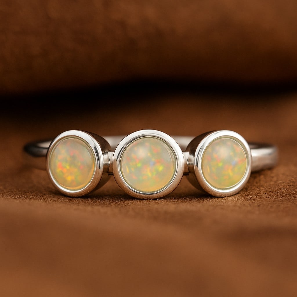 Natural Opal Gemstone 92.5 Sterling Silver Ring (1 of 7)