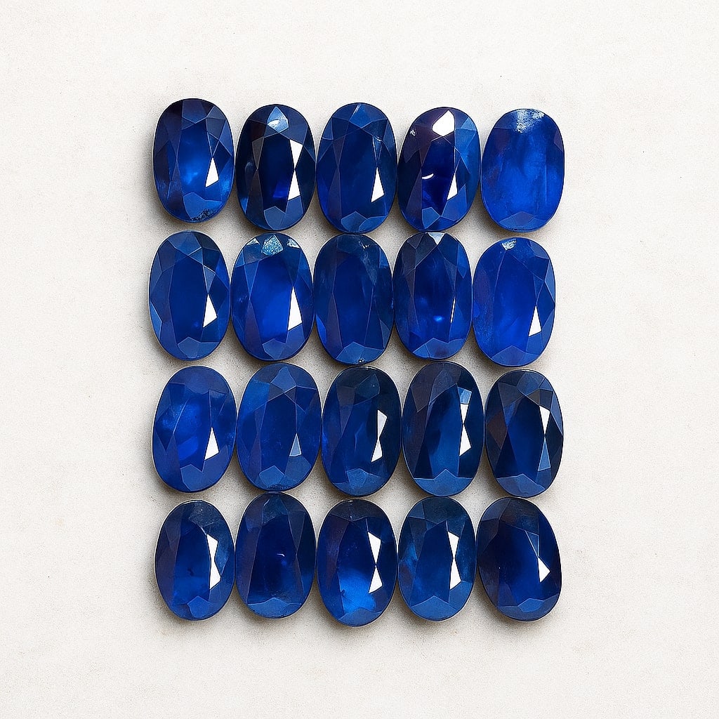 Blue Sapphire 8x6 MM Oval Faceted Cut 10 Pieces: Natural Blue Sapphire 8x6 MM Oval Faceted Cut 10 Pieces Gemstone : Blue Sapphire Shape : Oval Size : 8x6 MM Color : Blue Type : Faceted Cut Quantity : 10 Pieces Weight : </