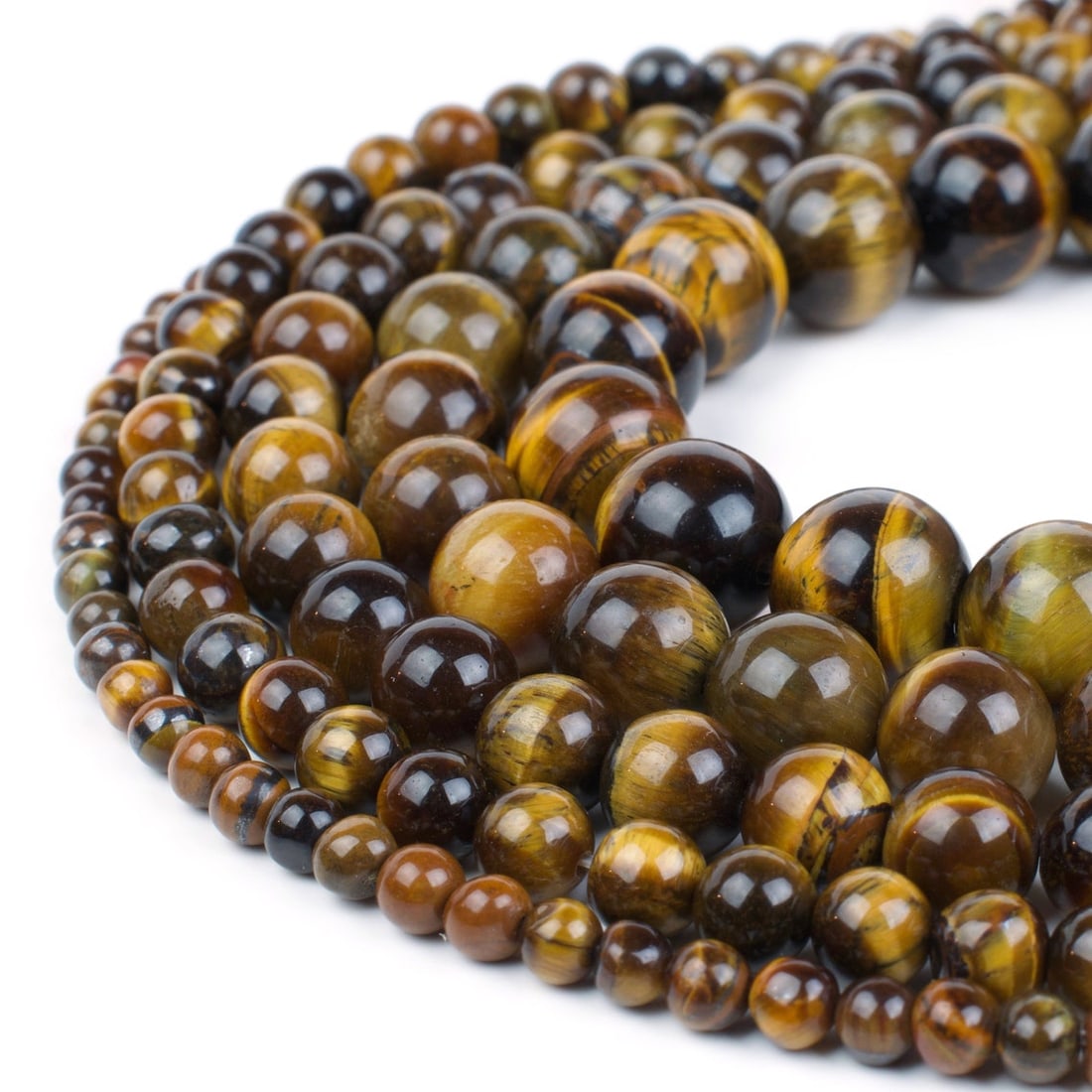 Natural Tiger's Eye Gemstone 4 mm Round Smooth Plain Beads 10 Strand (1 of 4)