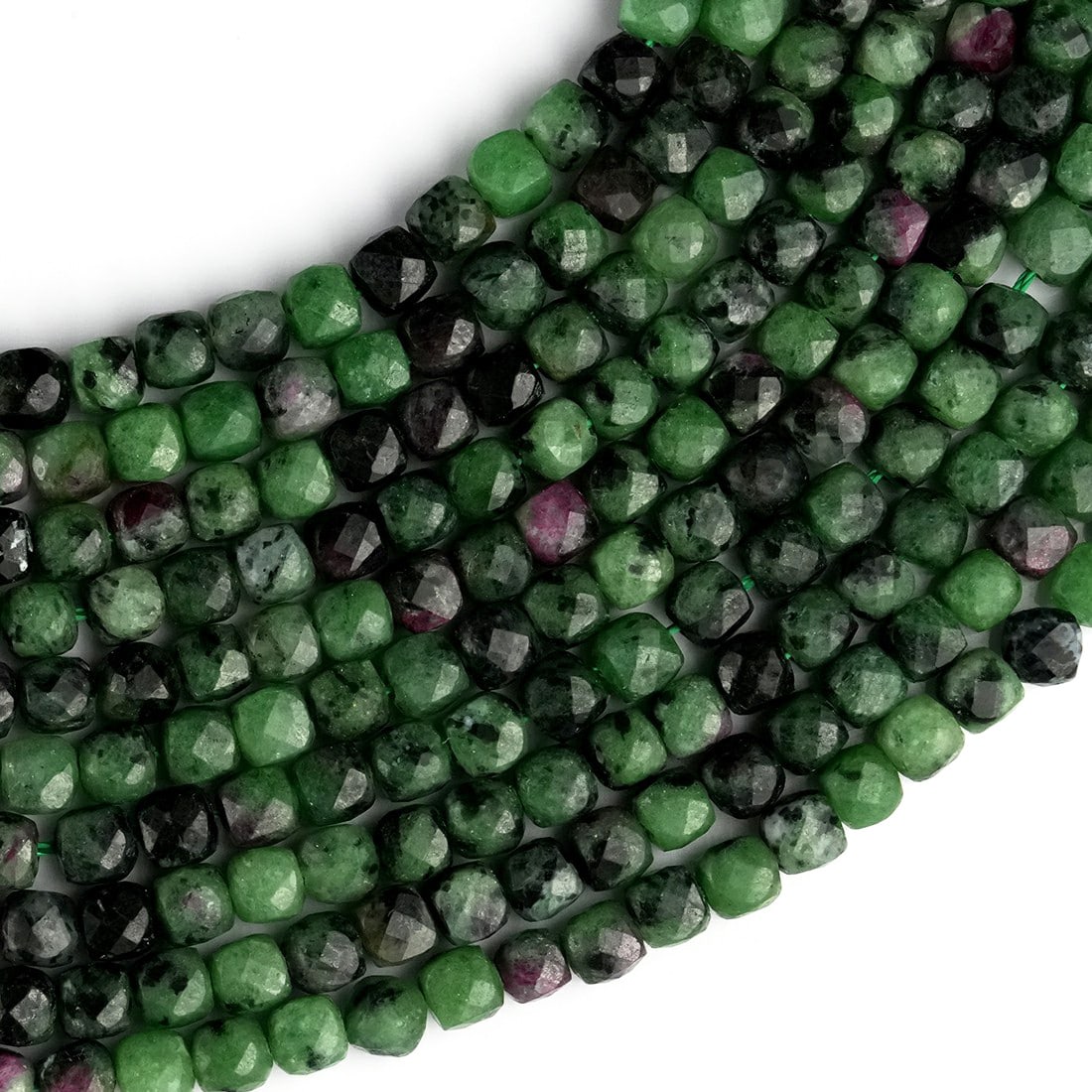 Natural Ruby Zoisite Gemstone 4 MM Micro Cube Faceted Beads 10 Strand (1 of 6)