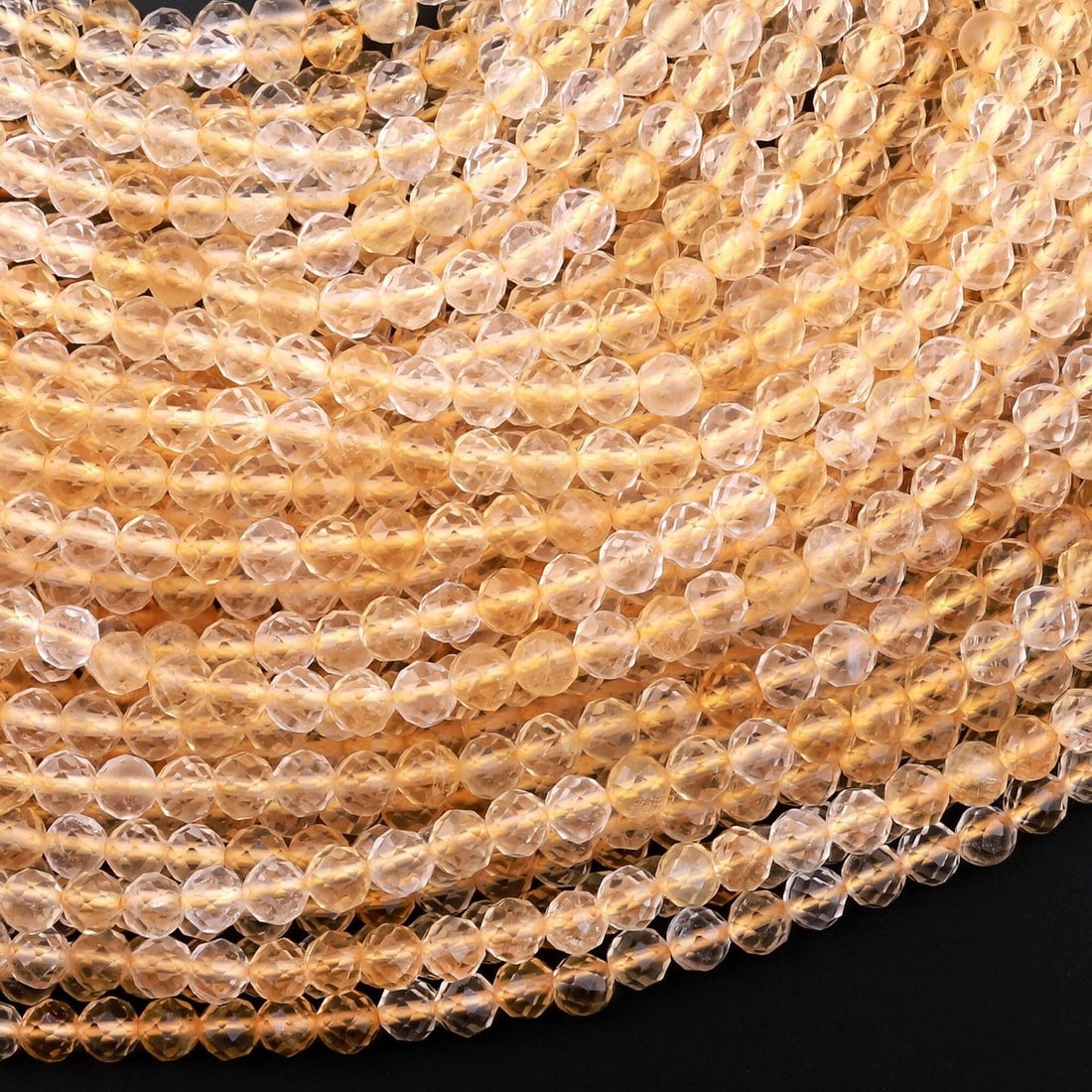 Natural Citrine Gemstone 4 mm Round Micro Faceted Beads 10 Strand: Natural Citrine Gemstone 4 mm Round Micro Faceted Beads 10 Strand Product Type : Loose Beads Strand Gemstone : Citrine Beads Shape : Round Micro Faceted Beads Size : 4 mm Quantity : 10 Lin