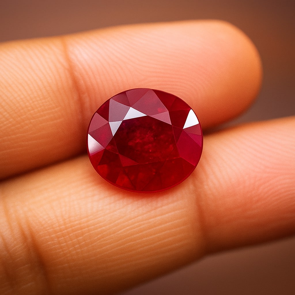 Natural Ruby Oval Faceted Cut 14.75 Cts. Gemstone (1 of 5)