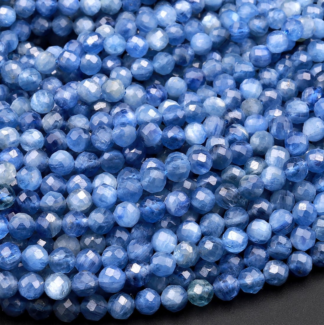 Natural Kyanite Gemstone 4 mm Round Micro Faceted Beads 10 Strand: Natural Kyanite Gemstone 4 mm Round Micro Faceted Beads 10 Strand Product Type : Loose Beads Strand Gemstone : Kyanite Beads Shape : Round Micro Faceted Beads Size : 4 mm Quantity : 10 Lin