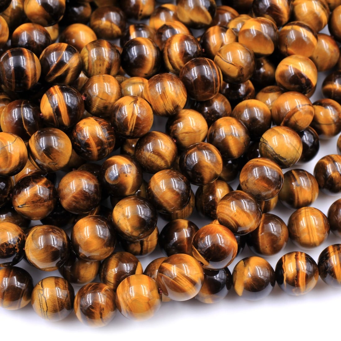 Natural Tiger's Eye Gemstone 6 mm Round Smooth Plain Beads 10 Strand (1 of 7)