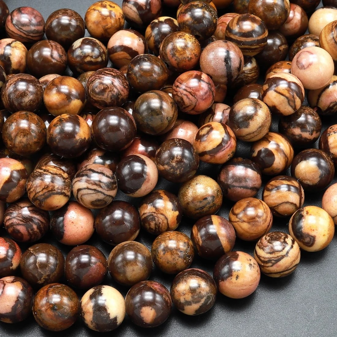 Natural Australian Zebra Jasper Gemstone 4 mm Round Smooth Plain Beads 10 Strand (1 of 5)