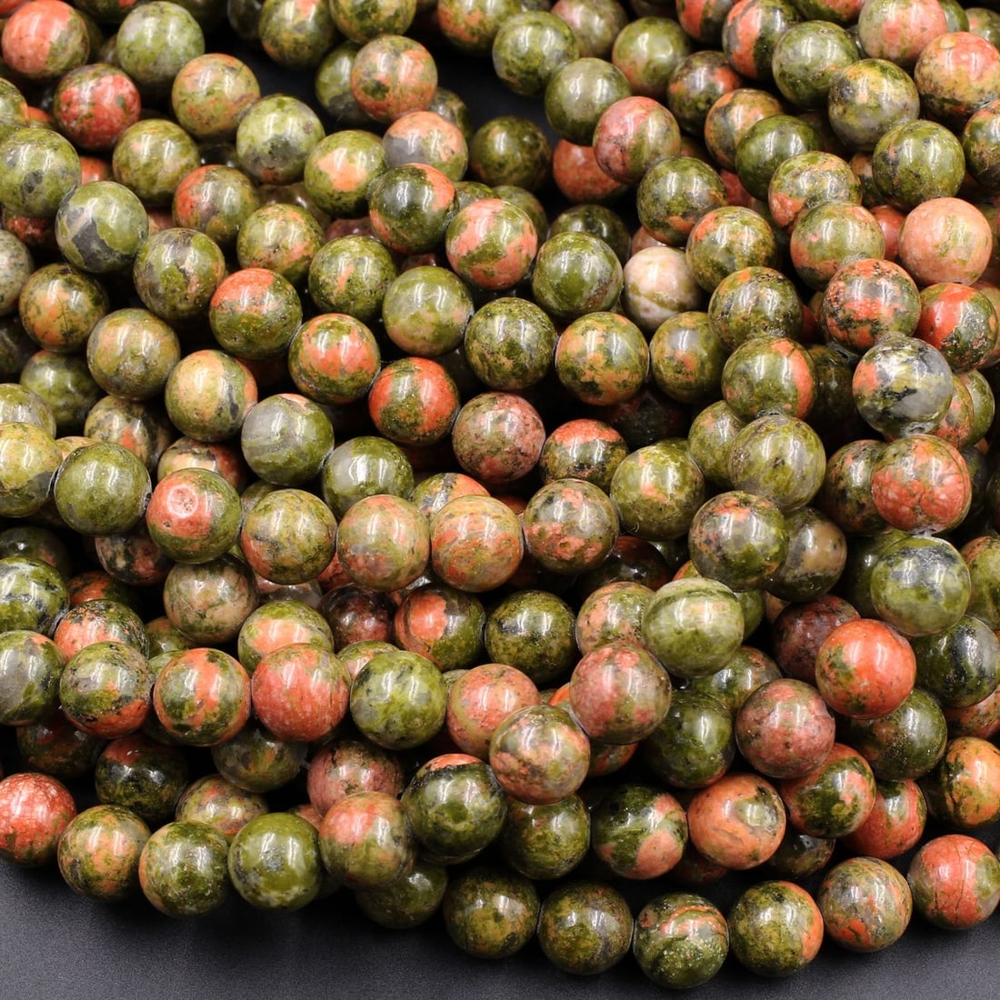 Natural Unakite Gemstone 6 mm Round Smooth Plain Beads 10 Strand (1 of 6)