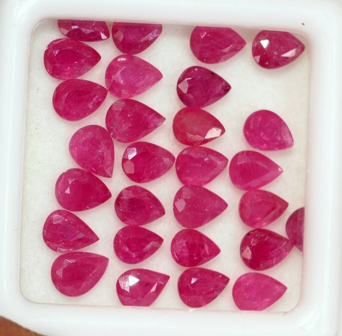 Ruby 5x4 MM Pear Faceted Cut 25 Pieces - 3