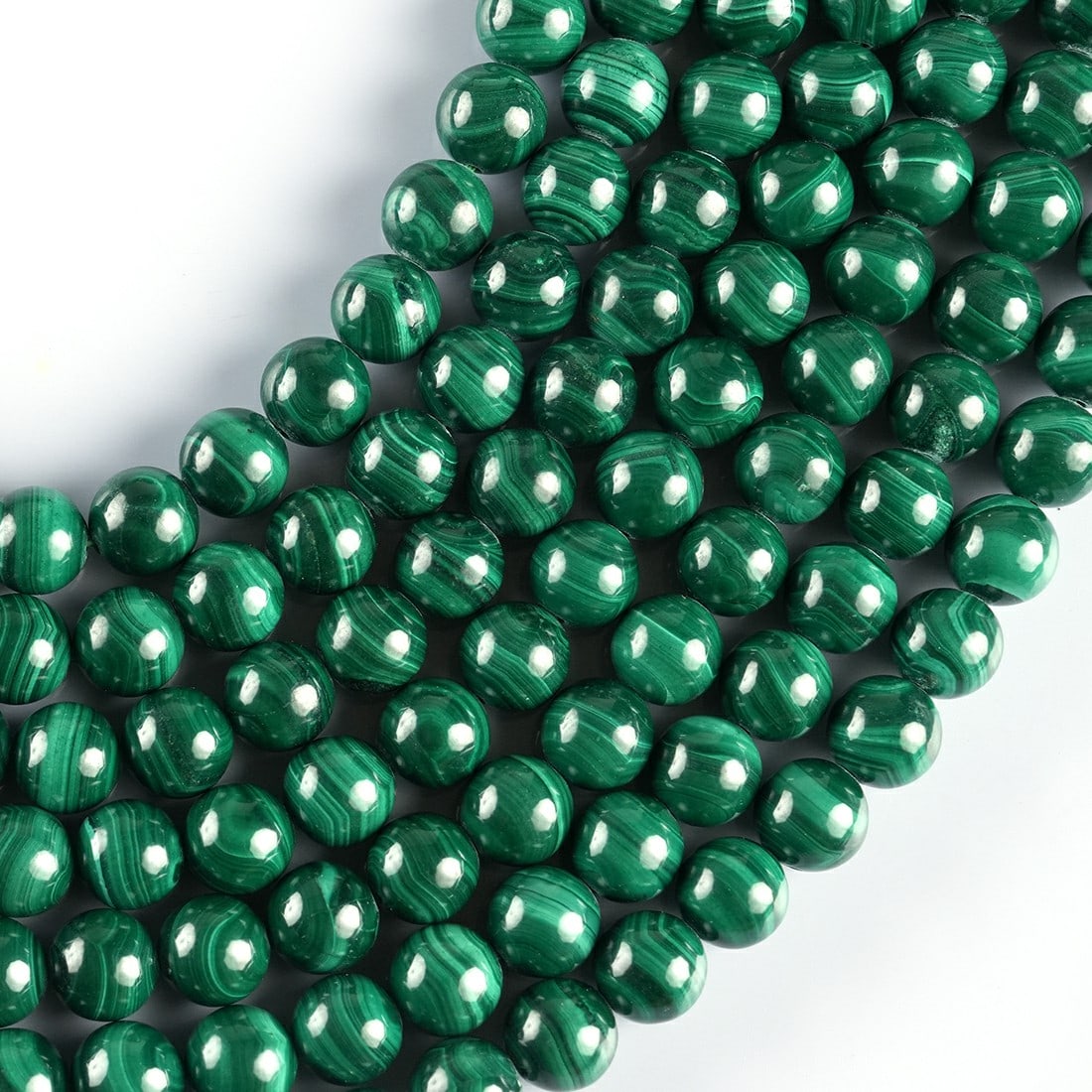 Natural Malachite Gemstone 8 MM Round Smooth Beads 5 Strand (1 of 6)