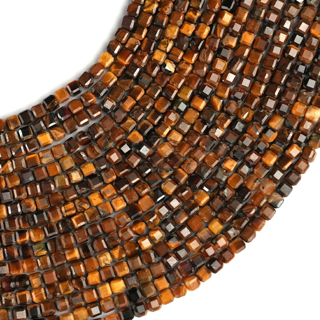 Natural Tiger's Eye Gemstone 2 MM Micro Cube Faceted Beads 10 Strand (1 of 6)