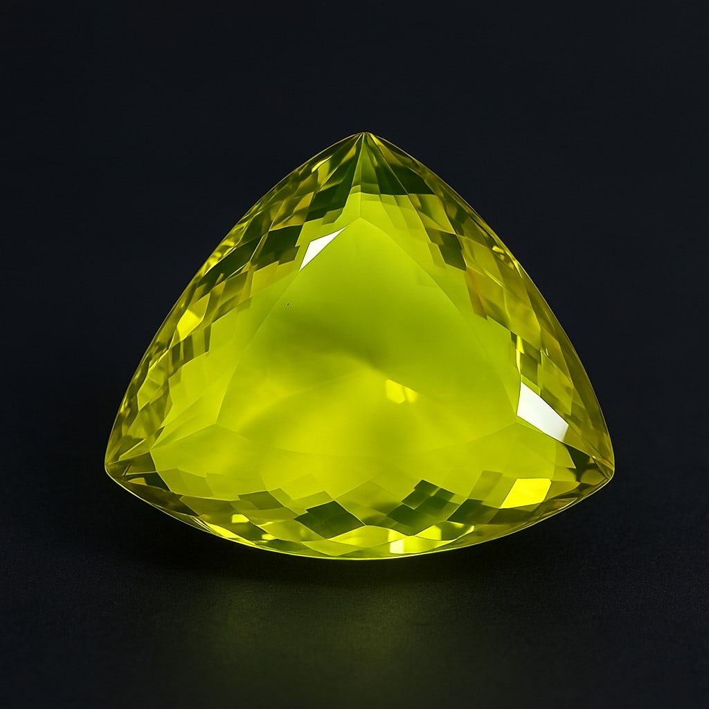 Natural Lemon Quartz Trillion Faceted Cut 34.25 Carats Gemstone (1 of 5)