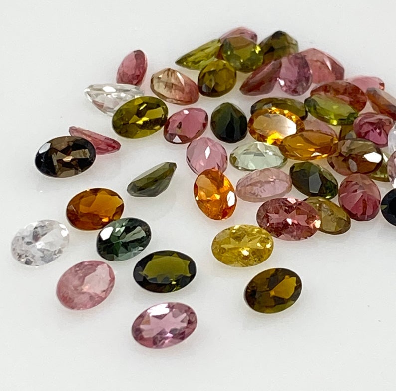 Multi Tourmaline 7x5 MM Oval Faceted Cut 15 Pieces (1 of 3)