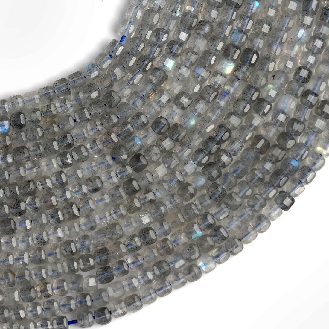 Natural Labradorite Gemstone 2 MM Micro Cube Faceted Beads 10 Strand (1 of 5)