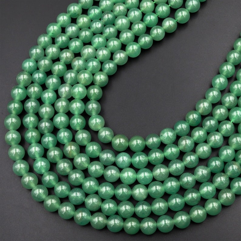 Natural Green Aventurine Gemstone 8 MM Round Smooth Beads 5 Strand (1 of 6)