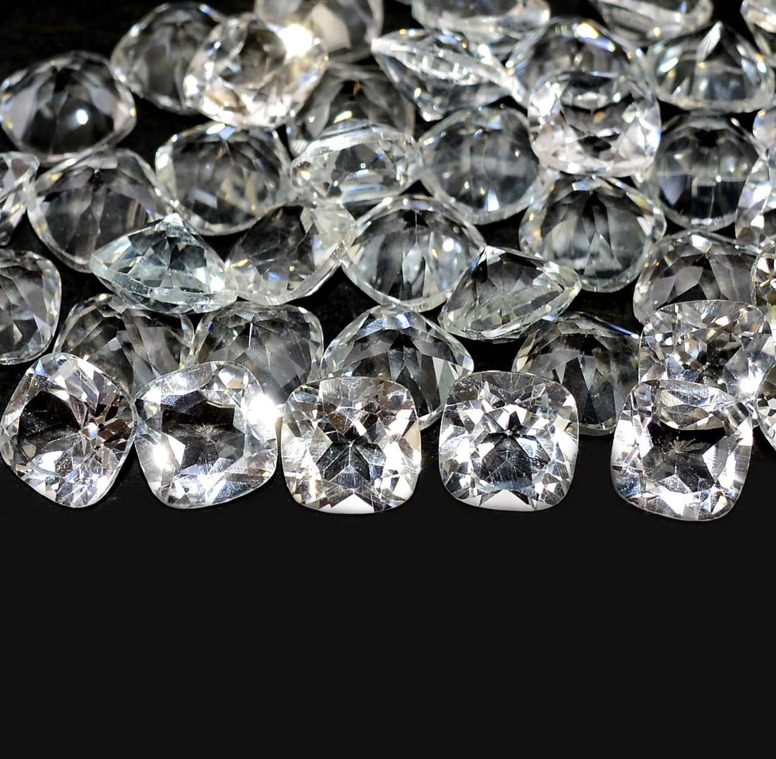 White Topaz 7 MM Cushion Faceted Cut 20 Pieces (1 of 4)