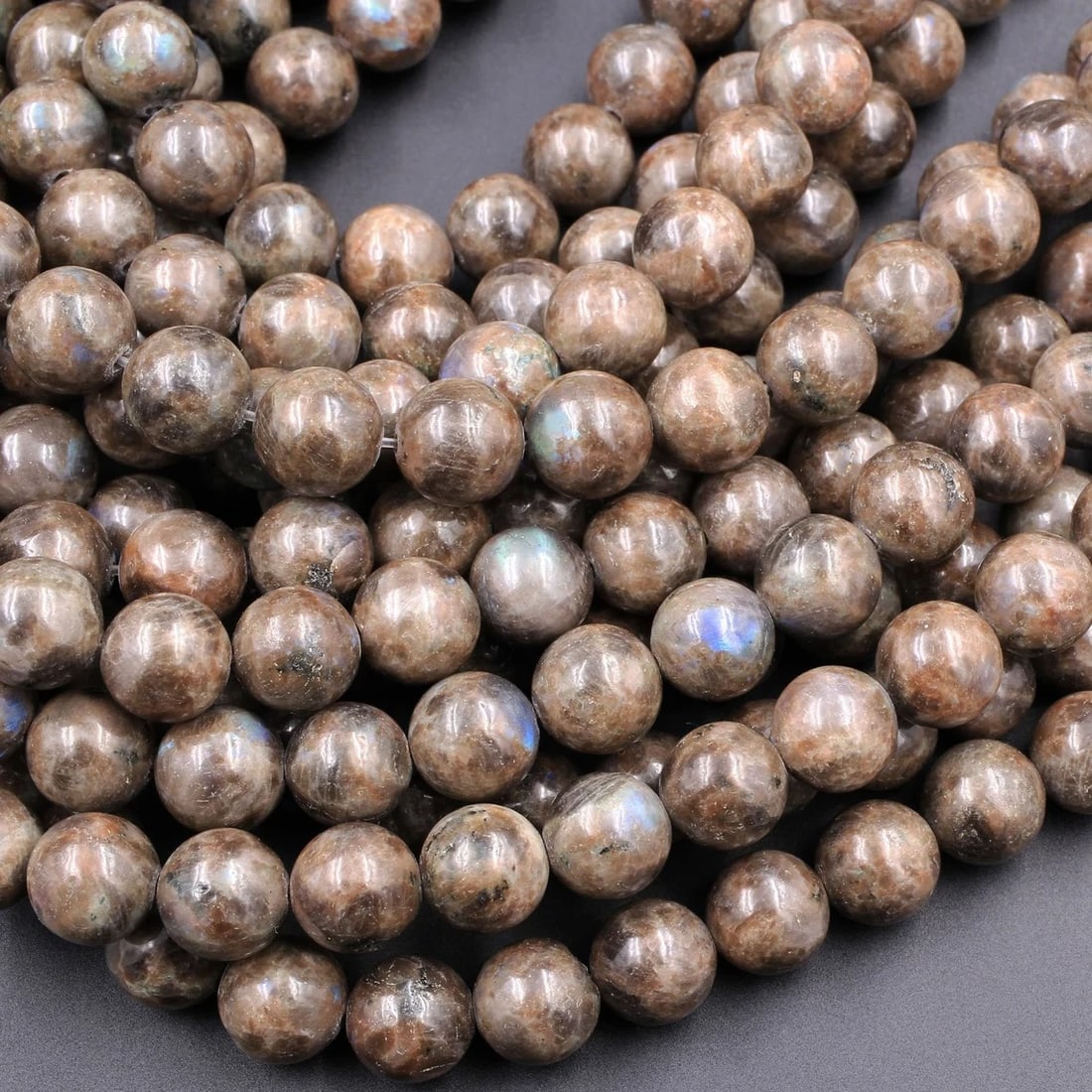 Natural Chocolate Labradorite Gemstone 6 mm Round Smooth Plain Beads 10 Strand (1 of 9)