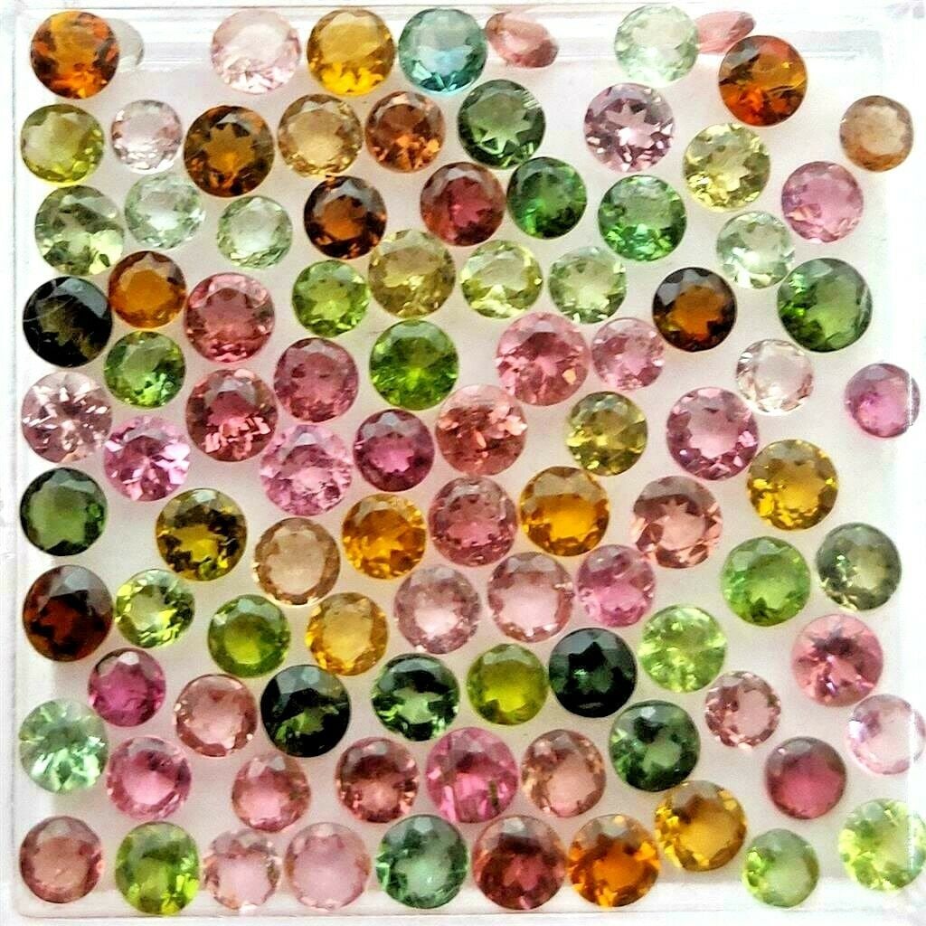 Multi Tourmaline 2.50 MM Round Diamond Cut 100 Pieces (1 of 4)