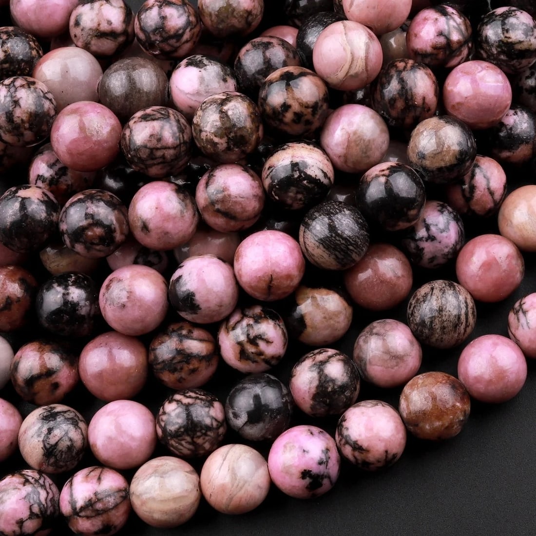 Natural Black Matrix Pink Rhodonite Gemstone 10 mm Round Smooth Plain Beads 10 Strand: Natural Black Matrix Pink Rhodonite Gemstone 10 mm Round Smooth Plain Beads 10 Strand Product Type : Loose Beads Strand Gemstone : Black Matrix Pink Rhodonite Beads Shape : Round Smooth Plain Beads Si