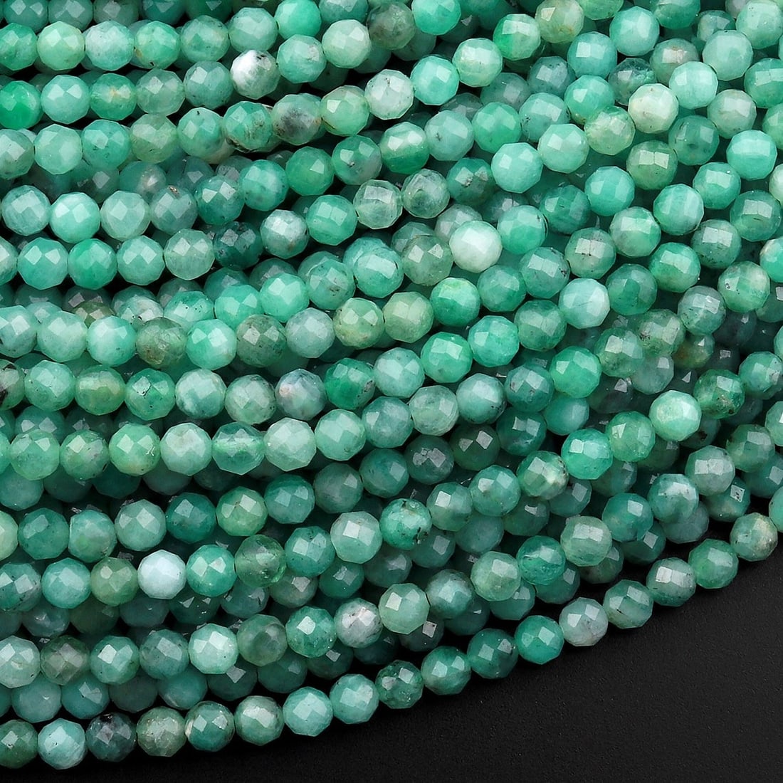 Natural Emerald Gemstone 2 mm Round Micro Faceted Beads 10 Strand (1 of 9)
