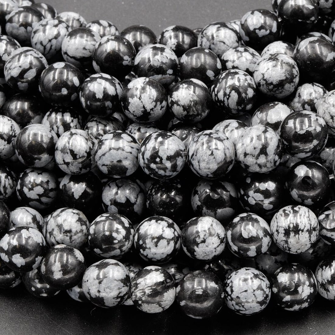 Natural Snowflake Obsidian Gemstone 4 mm Round Smooth Plain Beads 10 Strand (1 of 10)