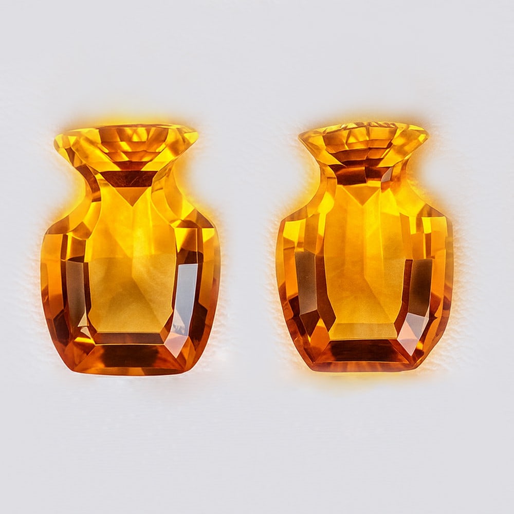 Natural Golden Citrine Bottle Shaped Cut 7.95 Cts. Gemstone Pair (1 of 5)