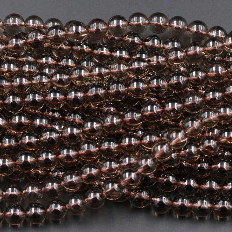 Natural Smoky Quartz Gemstone 8 MM Round Smooth Beads 5 Strand (1 of 5)