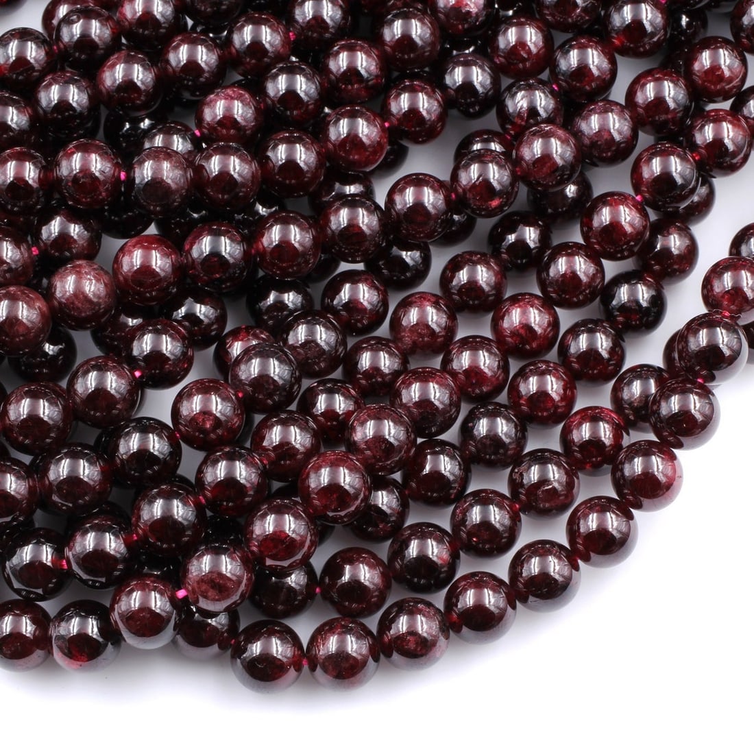 Natural Garnet Gemstone 8 mm Round Smooth Plain Beads 5 Strand (1 of 6)
