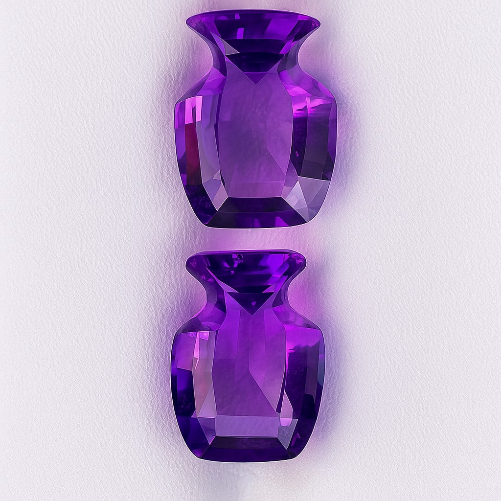 Natural Amethyst Bottle Shaped Cut 9.15 Cts. Gemstone Pair (1 of 5)