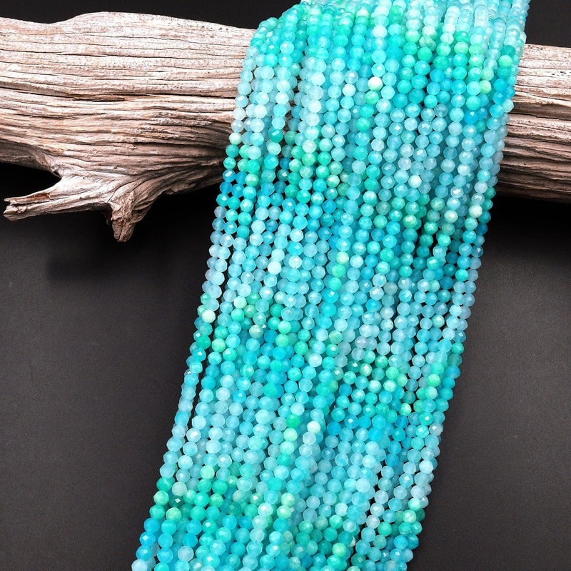 Natural Amazonite Shaded Gemstone 3 mm Round Micro Faceted Beads 10 Strand: Natural Amazonite Shaded Gemstone 3 mm Round Micro Faceted Beads 10 Strand Product Type : Loose Beads Strand Gemstone : Amazonite Shaded Beads Shape : Round Micro Faceted Beads Size : 3 mm Qua