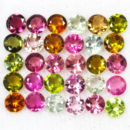 Multi Tourmaline 4 MM Round Faceted Cut 25 Pieces (1 of 2)