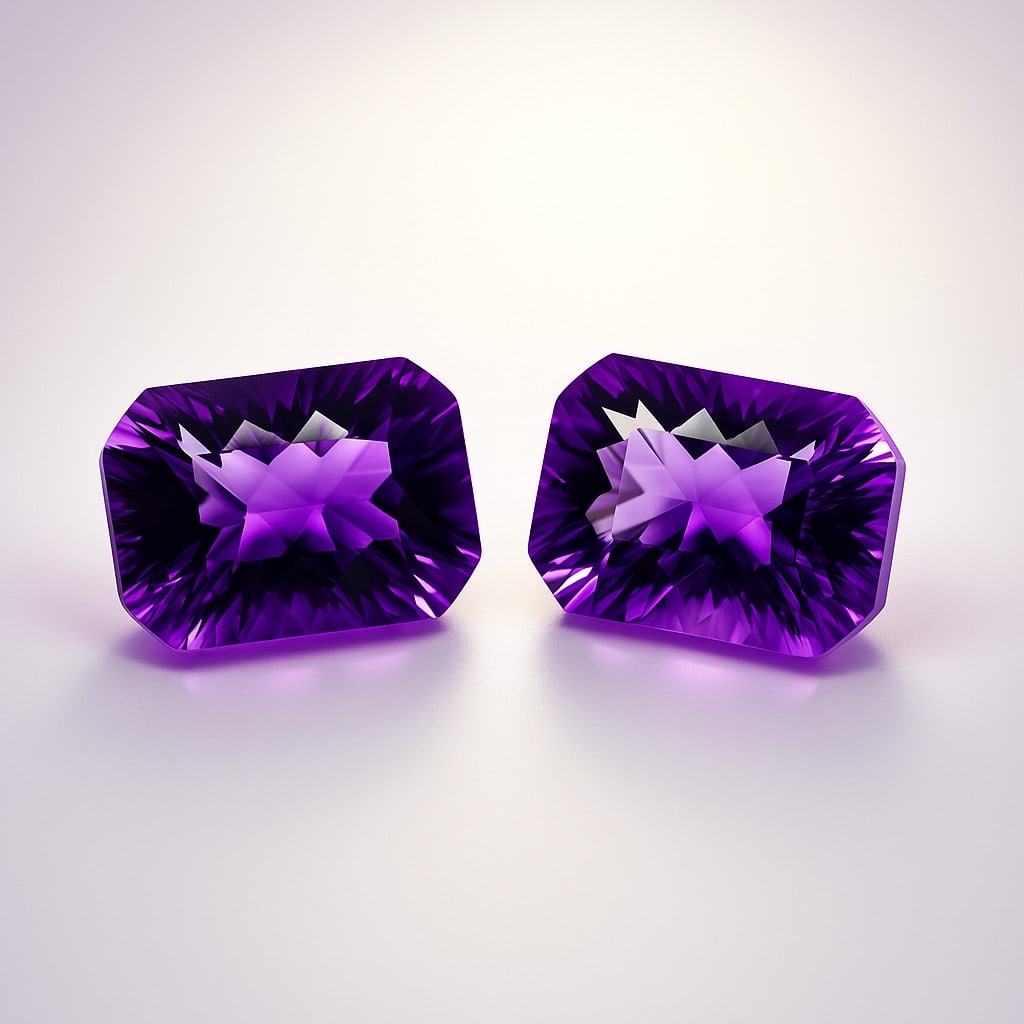 Natural Amethyst 30.7 Ct Octagon Cut Gemstone Pair (1 of 6)