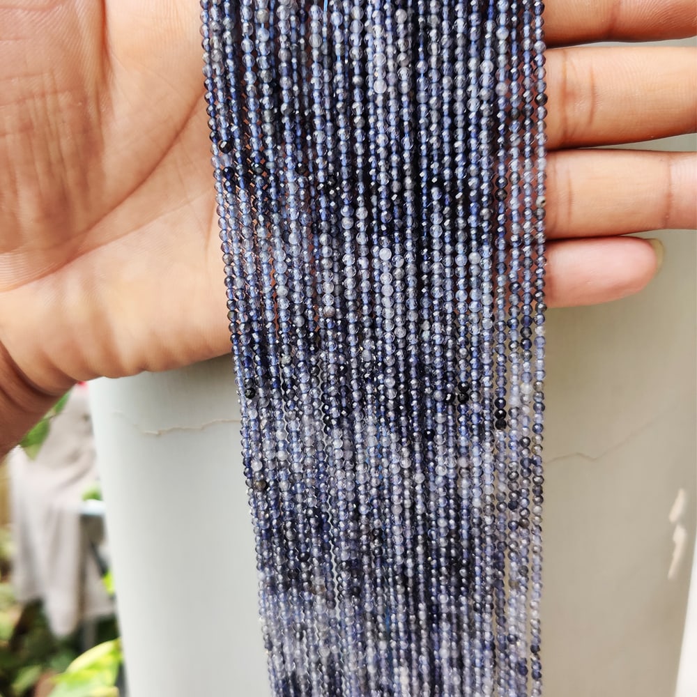 Natural Iolite Shaded Gemstone 2 mm Round Micro Faceted Beads 10 Strand: Natural Iolite Shaded Gemstone 2 mm Round Micro Faceted Beads 10 Strand Product Type : Loose Beads Strand Gemstone : Iolite Shaded Beads Shape : Round Micro Faceted Beads Size : 2 mm Quantity
