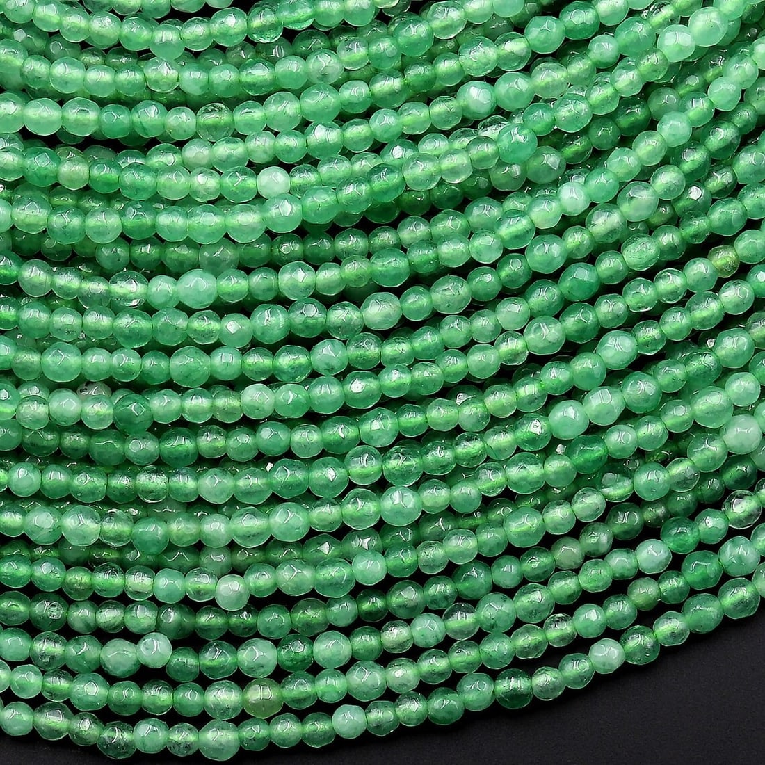 Natural Green Aventurine Gemstone 3 mm Round Micro Faceted Beads 10 Strand: Natural Green Aventurine Gemstone 3 mm Round Micro Faceted Beads 10 Strand Product Type : Loose Beads Strand Gemstone : Green Aventurine Beads Shape : Round Micro Faceted Beads Size : 3 mm Qua