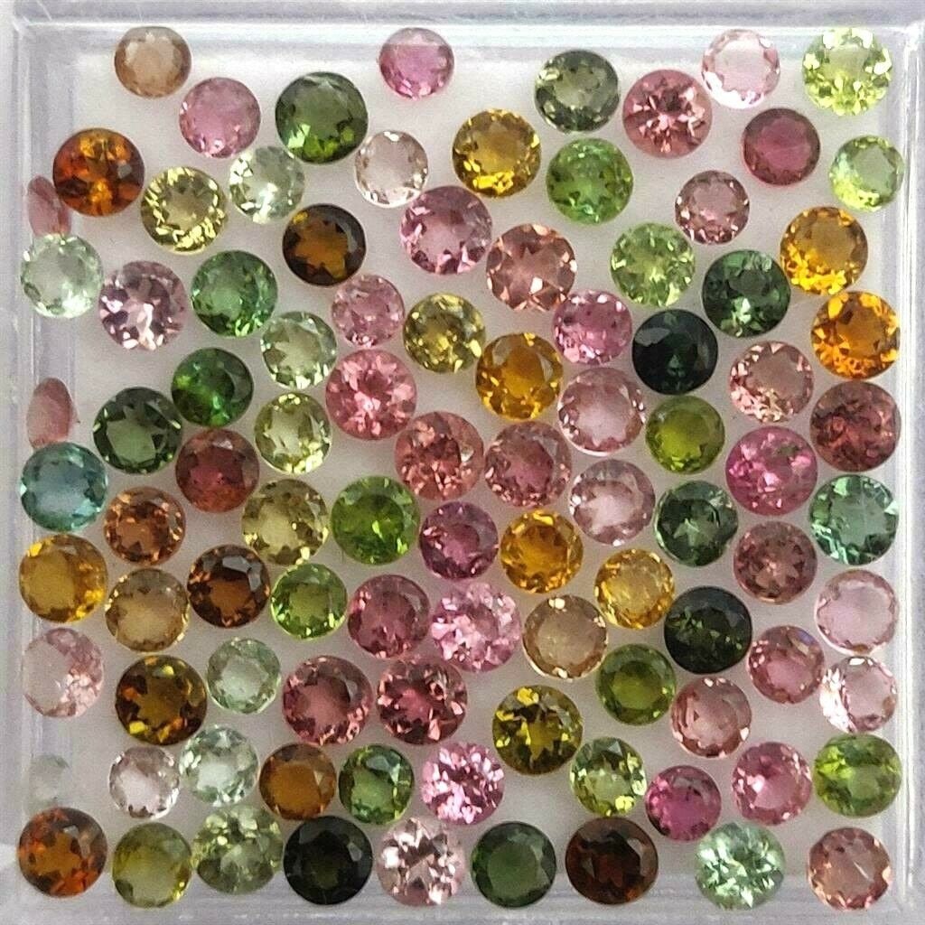 Multi Tourmaline 2.75 MM Round Diamond Cut 50 Pieces (1 of 4)