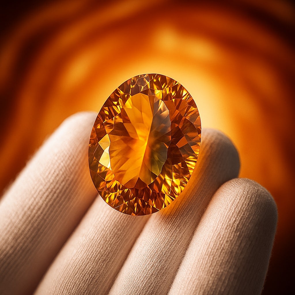 Natural Citrine Oval Concave Cut 16.1 Cts. Gemstone (1 of 5)