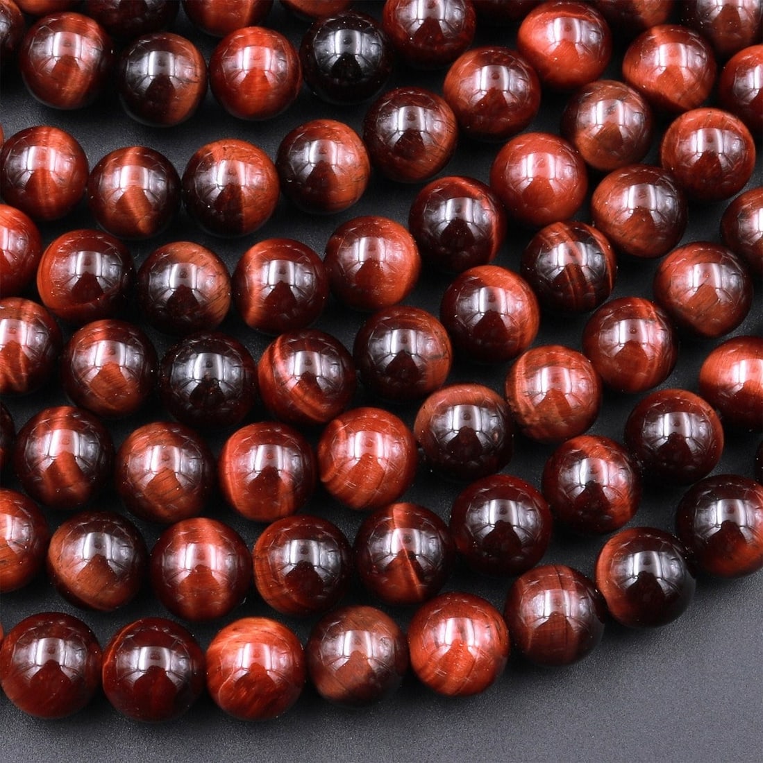 Natural Red Tiger's Eye Gemstone 6 mm Round Smooth Plain Beads 10 Strand (1 of 6)