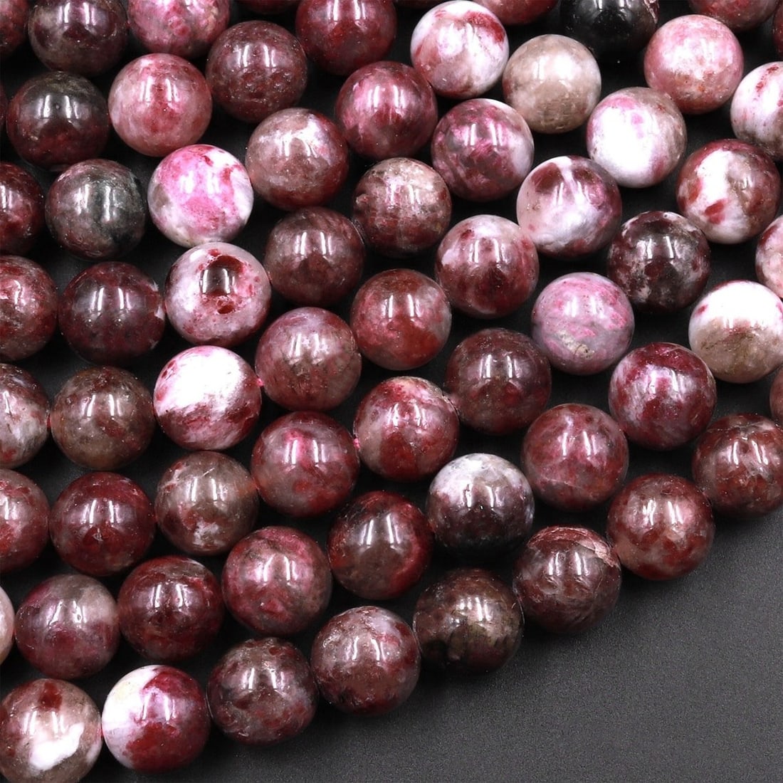 Natural Pink Tourmaline Gemstone 8 mm Round Smooth Plain Beads 10 Strand (1 of 6)