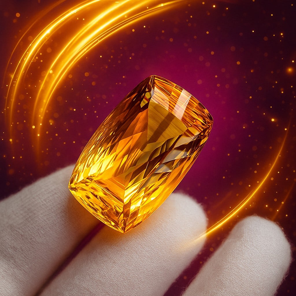 Natural Citrine Cushion Concave Cut 31.6 Cts. Gemstone: Natural Citrine Cushion Concave Cut 31.6 Cts. GemstoneCitrine Shape : Cushion Size : 25X16.5X12.5 MM Color : Golden Yellow Type : Concave Cut Quantity : 1 Pieces Weight : 31.6 Carats <