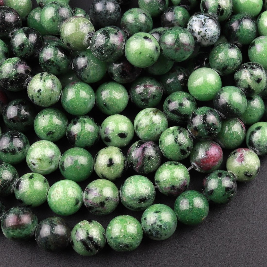 Natural Ruby zoisite Gemstone 10 mm Round Smooth Plain Beads 10 Strand (1 of 7)