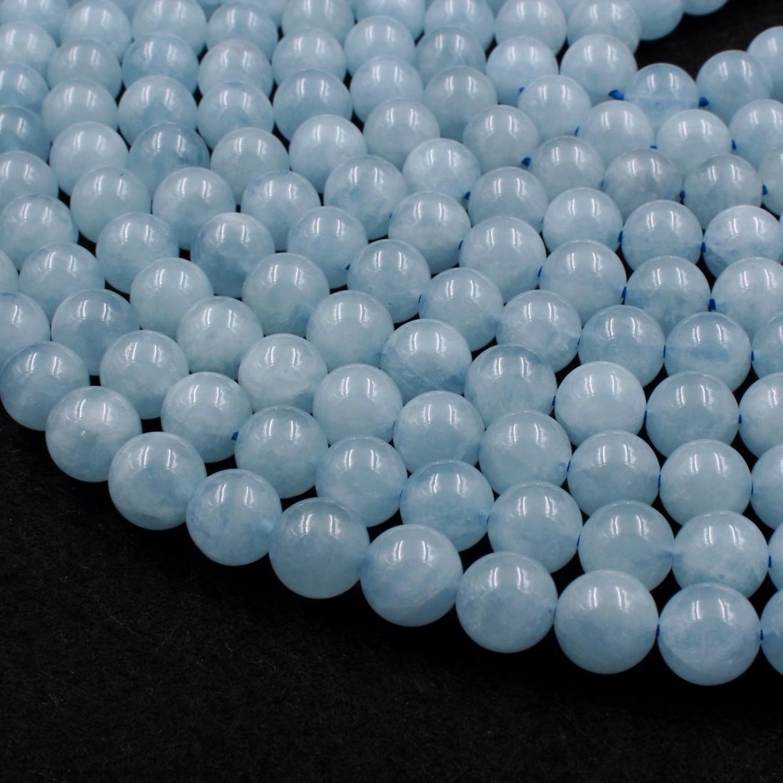 Natural Aquamarine Gemstone 6 mm Round Smooth Plain Beads 10 Strand (1 of 8)
