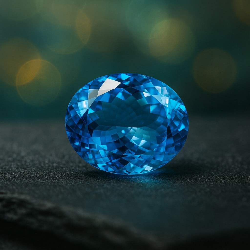 Natural Blue Topaz Oval Faceted Cut 13.75 Carats Gemstone: Natural Blue Topaz Oval Faceted Cut 13.75 Carats Gemstone Gemstone : Blue Topaz Stone Shape : Oval Stone Cutting Type : Faceted Cut Stone Weight : 13.75 Carats Stone Measurement : 15x12x8