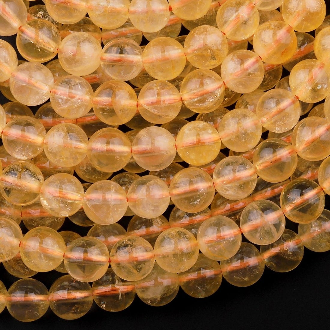 Natural Citrine Gemstone 8 mm Round Smooth Plain Beads 10 Strand (1 of 8)