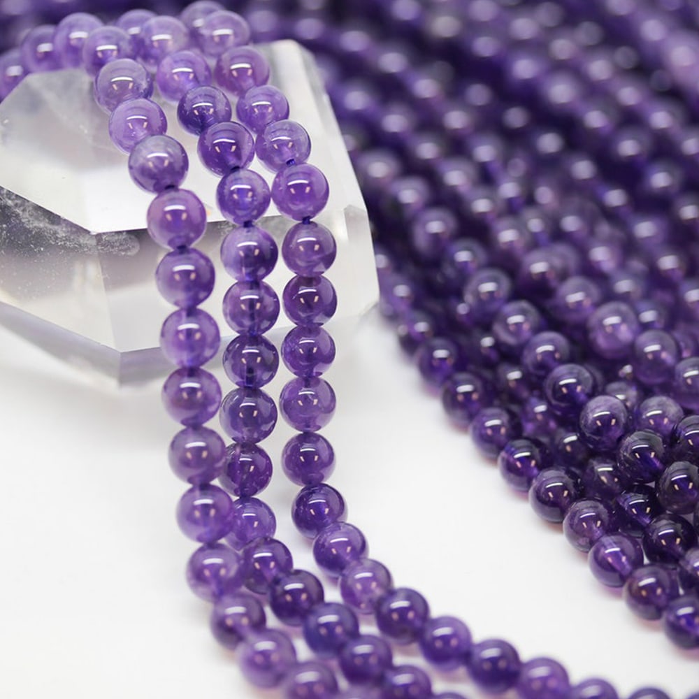Natural Brazil Amethyst Gemstone 4 mm Round Smooth Plain Beads 10 Strand (1 of 3)