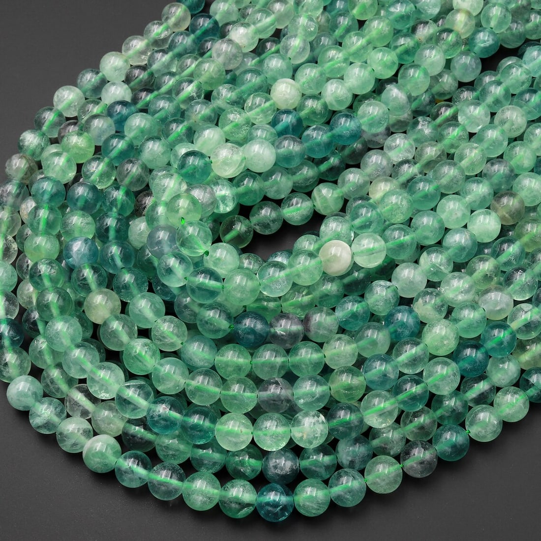 Natural Green Fluorite Gemstone 6 mm Round Smooth Plain Beads 10 Strand (1 of 5)