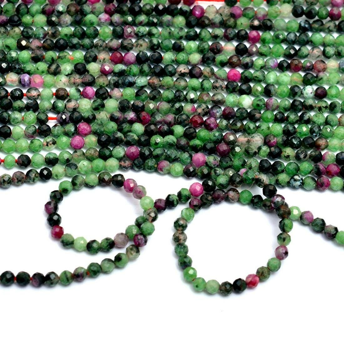 Natural Ruby Zoisite Gemstone 3 mm Round Micro Faceted Beads 10 Strand (1 of 3)