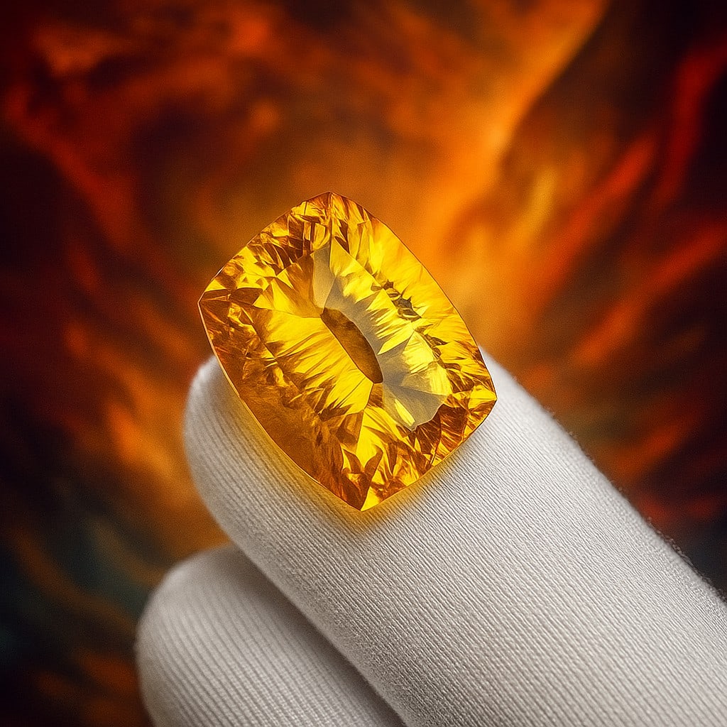 Natural Citrine Cushion Concave Cut 13.75 Cts. Gemstone (1 of 4)