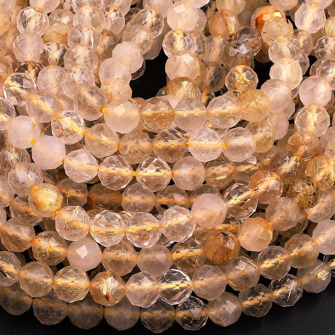 Natural Golden Rutile Quartz Gemstone 4 mm Round Micro Faceted Beads 10 Strand: Natural Golden Rutile Quartz Gemstone 4 mm Round Micro Faceted Beads 10 Strand Product Type : Loose Beads Strand Gemstone : Golden Rutile Quartz Beads Shape : Round Micro Faceted Beads Size : 4 mm