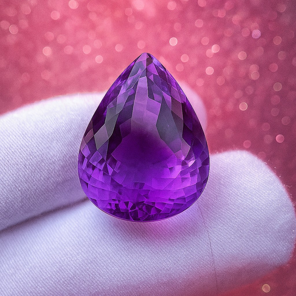 Natural Amethyst Pear Faceted Cut 37.05 Cts. Gemstone (1 of 4)
